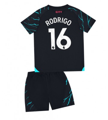 Manchester City Rodri Hernandez #16 Koszulka Trzecich Dziecięca 2023-24 Krótki Rękaw (+ Krótkie spodenki)